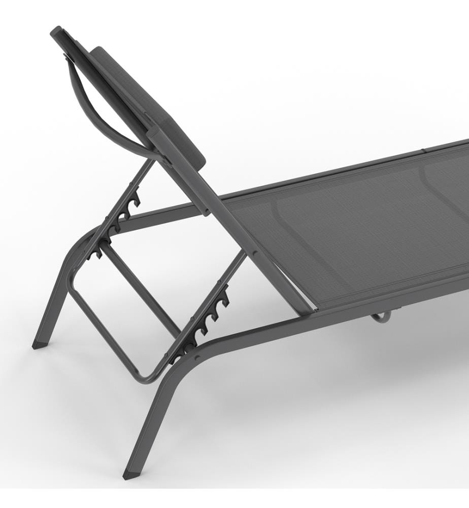 Lot de 2 Transats inclinables Mindoro 5 positions avec table d'appoint