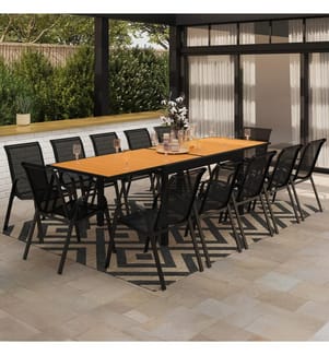 Ensemble repas extensible 12 places polywood noir et bois