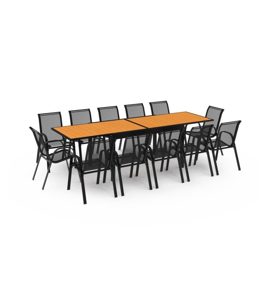 Ensemble repas extensible 12 places polywood noir et bois