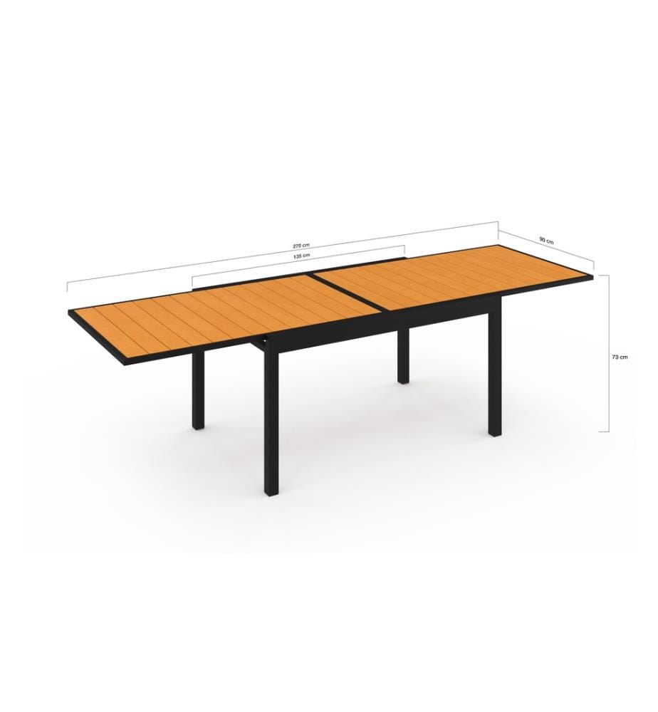 Ensemble repas extensible 12 places polywood noir et bois