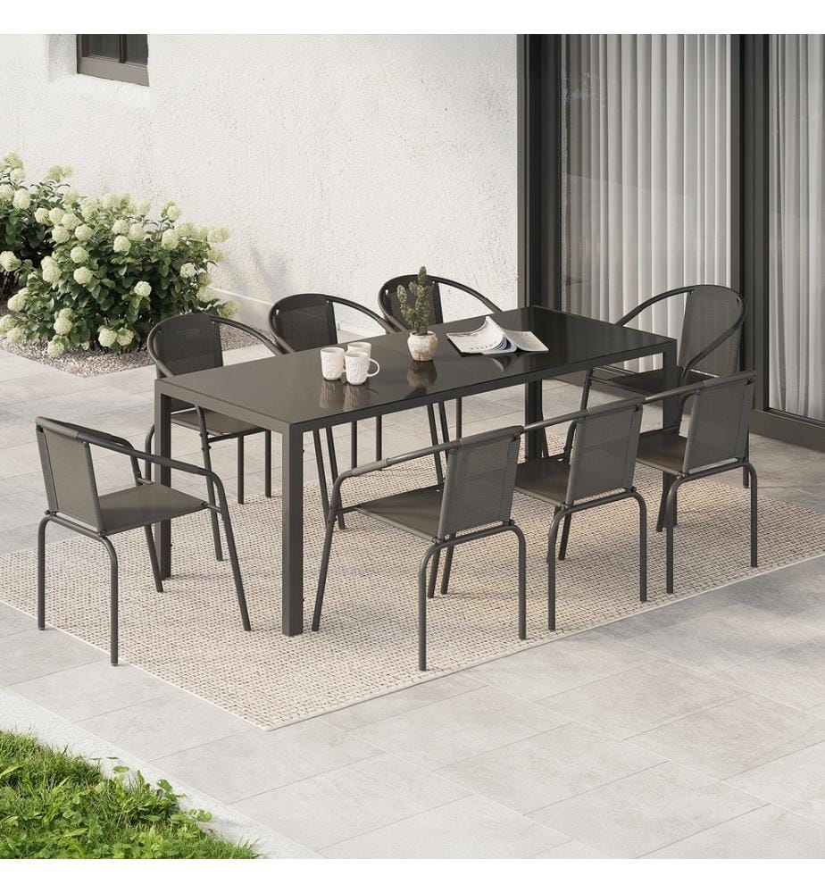 Ensemble repas Delma 8 places gris