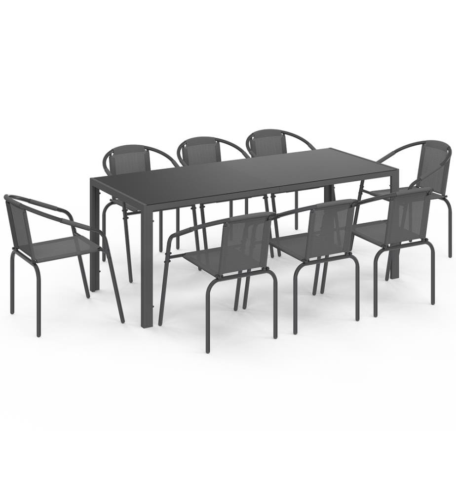 Ensemble repas Delma 8 places gris