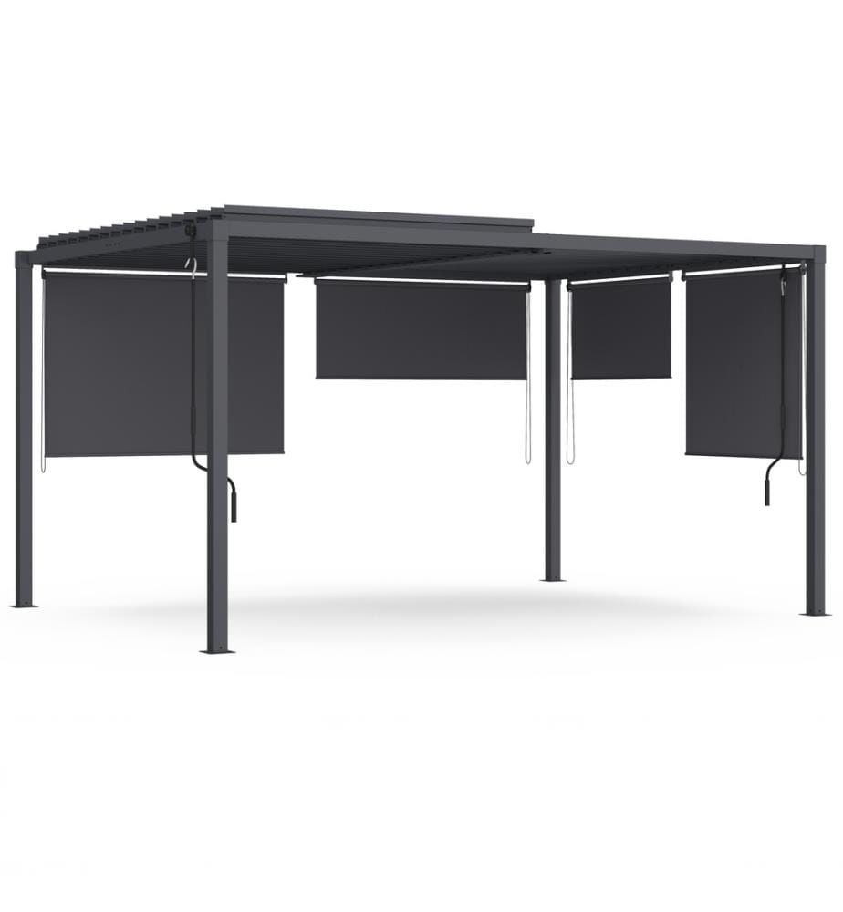 Pergola bioclimatique 3x4m lames orientables + 4 stores