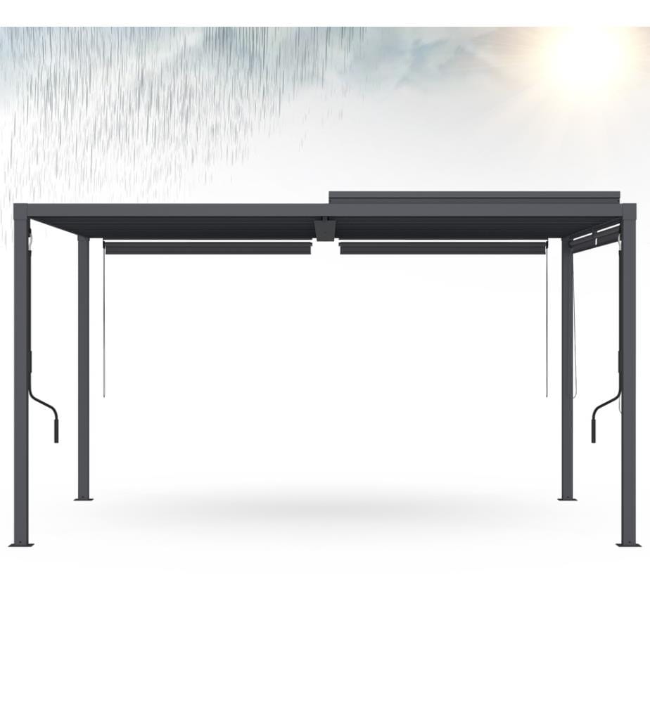 Pergola bioclimatique 3x4m lames orientables + 4 stores