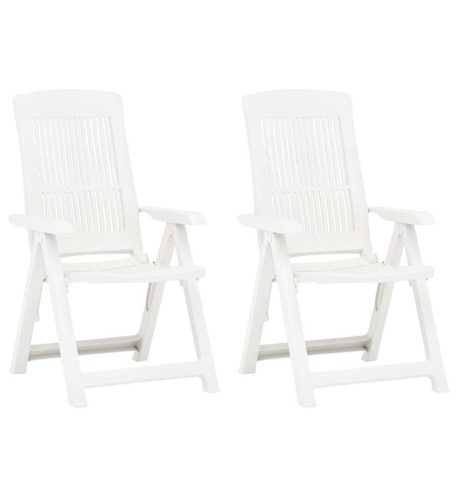 Chaises inclinables de jardin 2 pcs Plastique Blanc