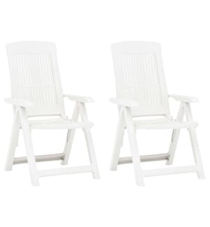 Chaises inclinables de jardin 2 pcs Plastique Blanc