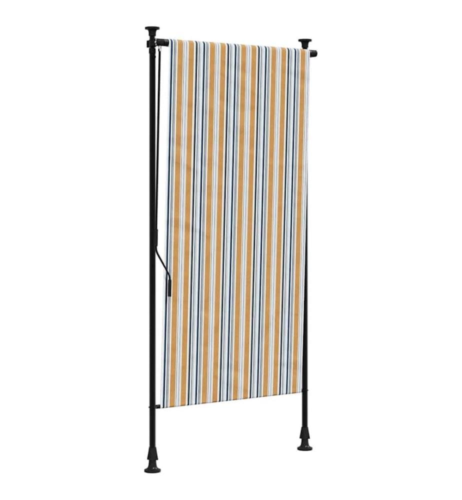 Store roulant d'extérieur jaune et blanc 120x270 cm tissu acier