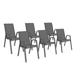 6er-Set Gartenstühlen Ozéa - Anthrazitgrau und Rattan