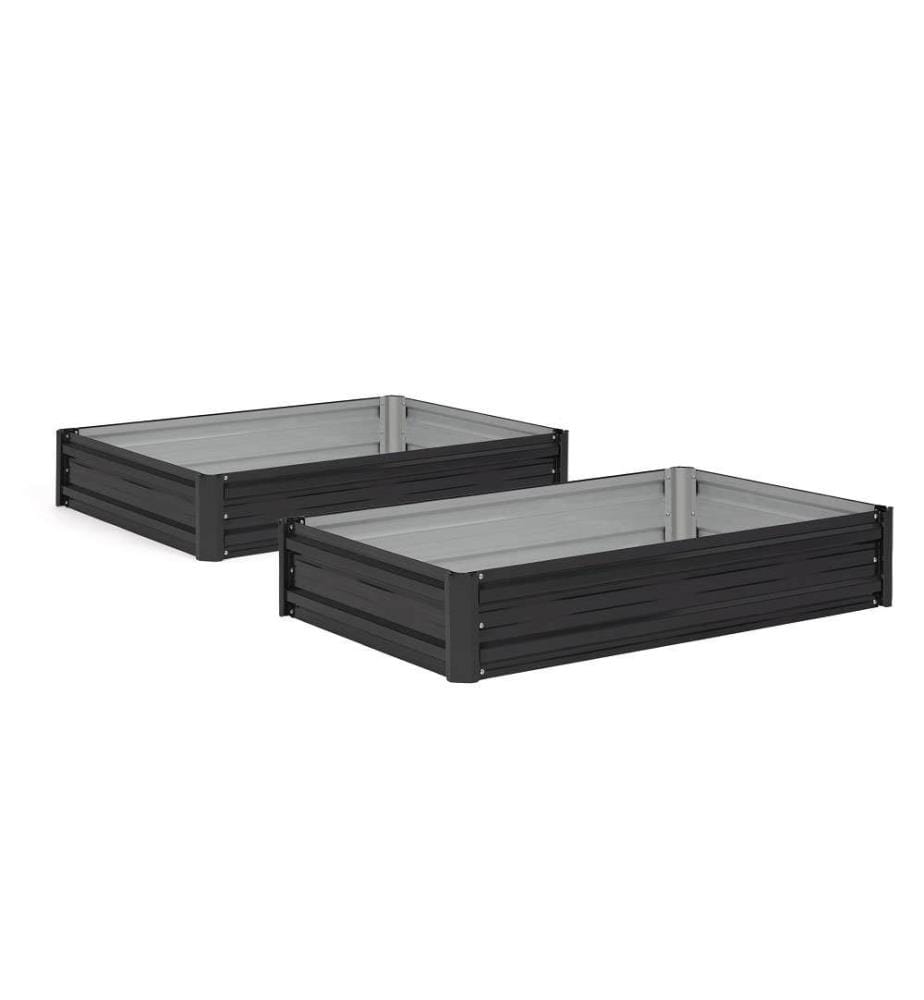 2er-Set Gemüsegartenquadrate aus Metall 115x80x20cm - Schwarz