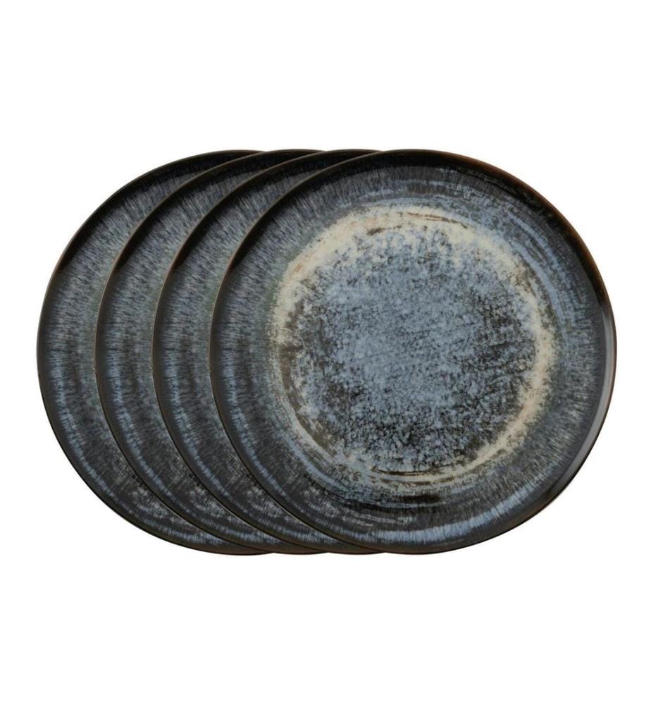 Lot de 4 assiettes plates Arthur Krupp Galaxy Neptune, Bleu/Noir