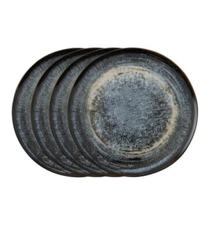 Lot de 4 assiettes plates Arthur Krupp Galaxy Neptune, Bleu/Noir