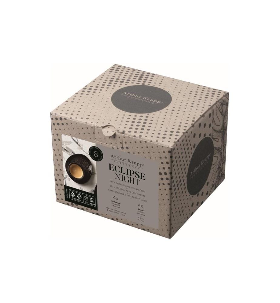 Arthur Krupp Espresso Becher Eclipse Night 100 ml, 4 Stück, Schwarz
