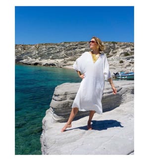 Abito da spiaggia, loungewear e caftano in cotone 100x180 cm - Bianco