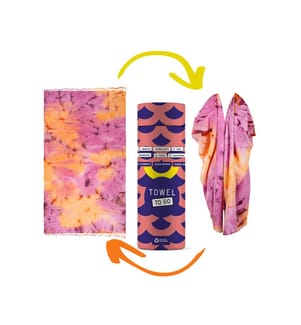 Telo mare e pareo 2in1 "Towel To Go Tie Dye" (con confezione regalo) 100x180 cm - Viola - Arancione
