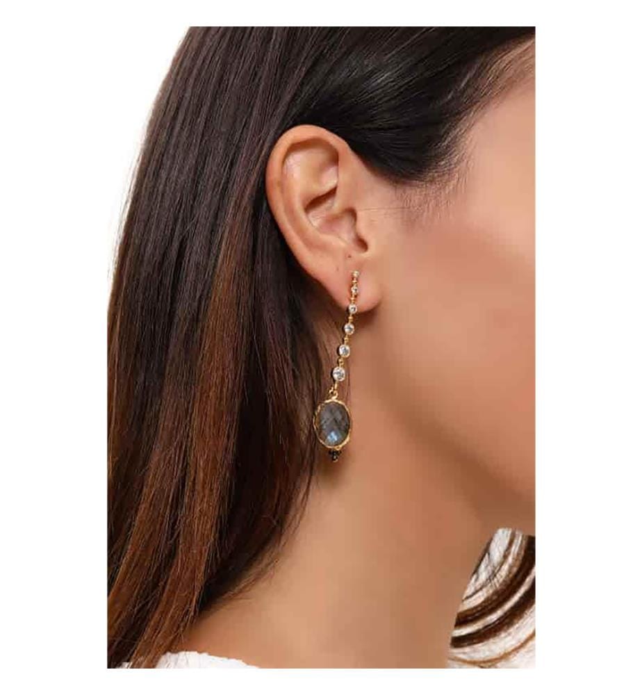 Labradorit & Zirkon Boucles d'oreilles - Grau