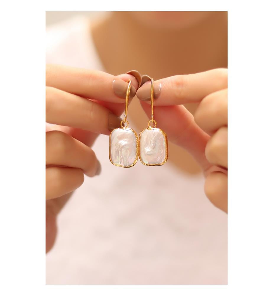 Perlen-Boucles d'oreilles - Weiss