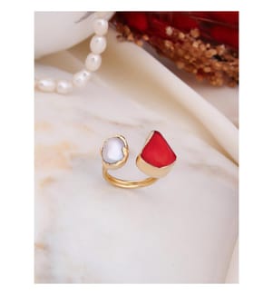 Ring Koralle & Perle - Rot