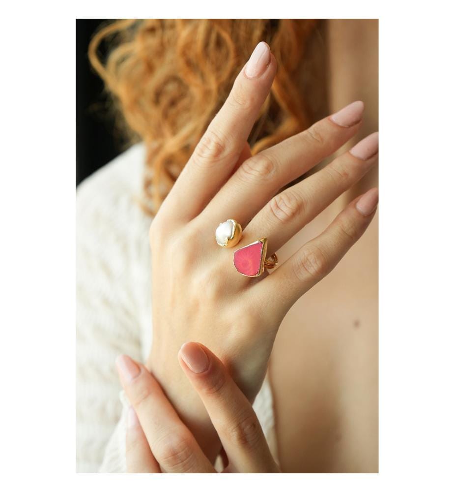 Ring Koralle & Perle - Rot