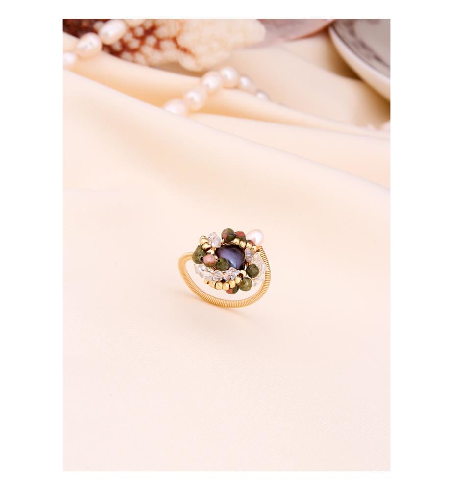 Zirkon & Perlen Ring - Mix Farbe