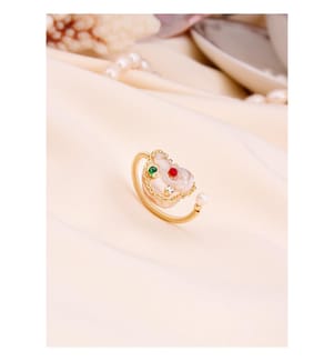 Anello con zircone e perla - Colore misto