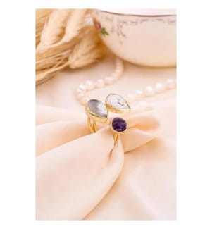 Ring aus Amethyst und schwarzem Rutil – mehrfarbig