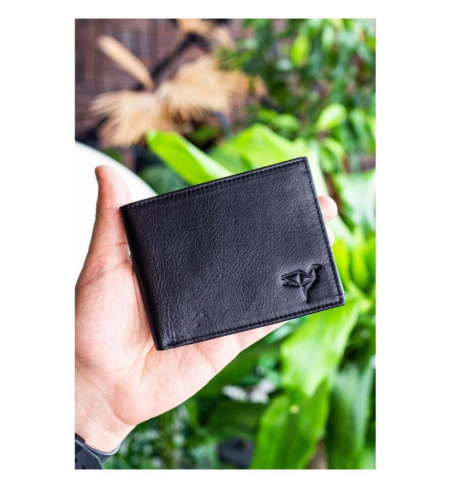 Ensemble portefeuille et ceinture, 2 pièces, 100 % cuir véritable, noir