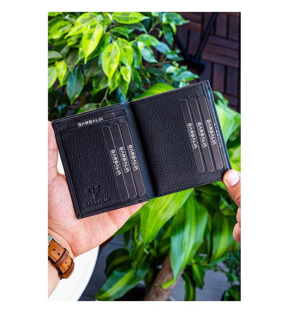 Set aus Geldbörse und Gürtel, 2-teilig, 100 % echtes Leder, Schwarz