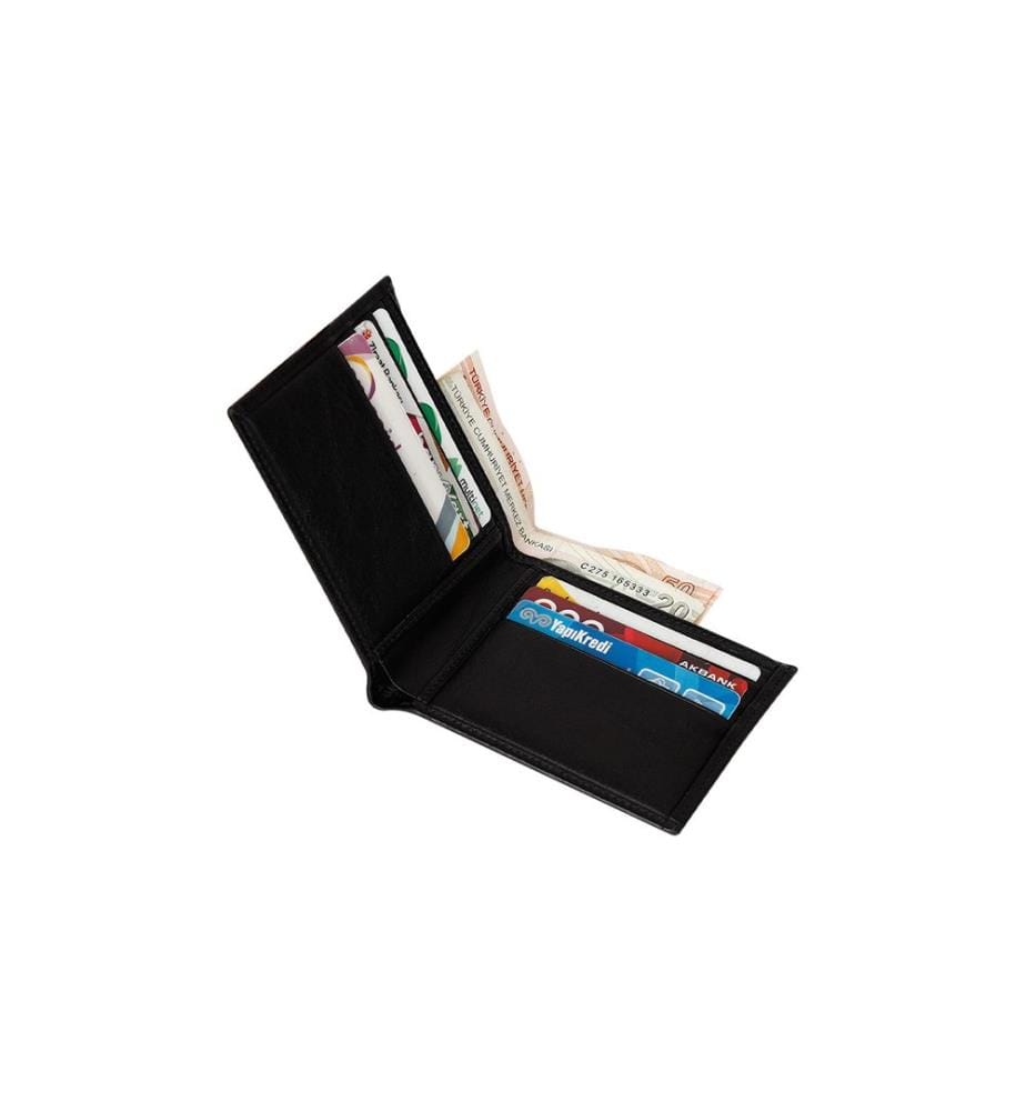 Set aus Geldbörse und Gürtel, 2-teilig, 100 % echtes Leder, Schwarz