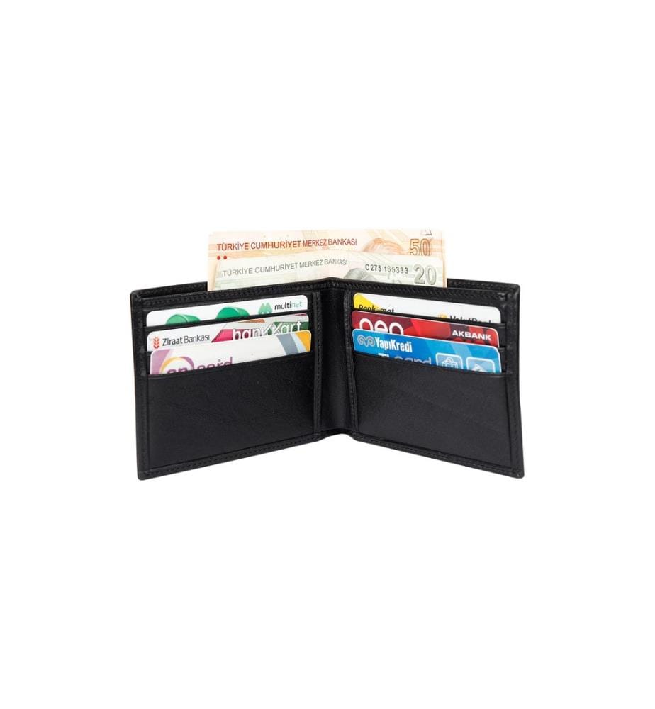 Set aus Geldbörse und Gürtel, 2-teilig, 100 % echtes Leder, Schwarz