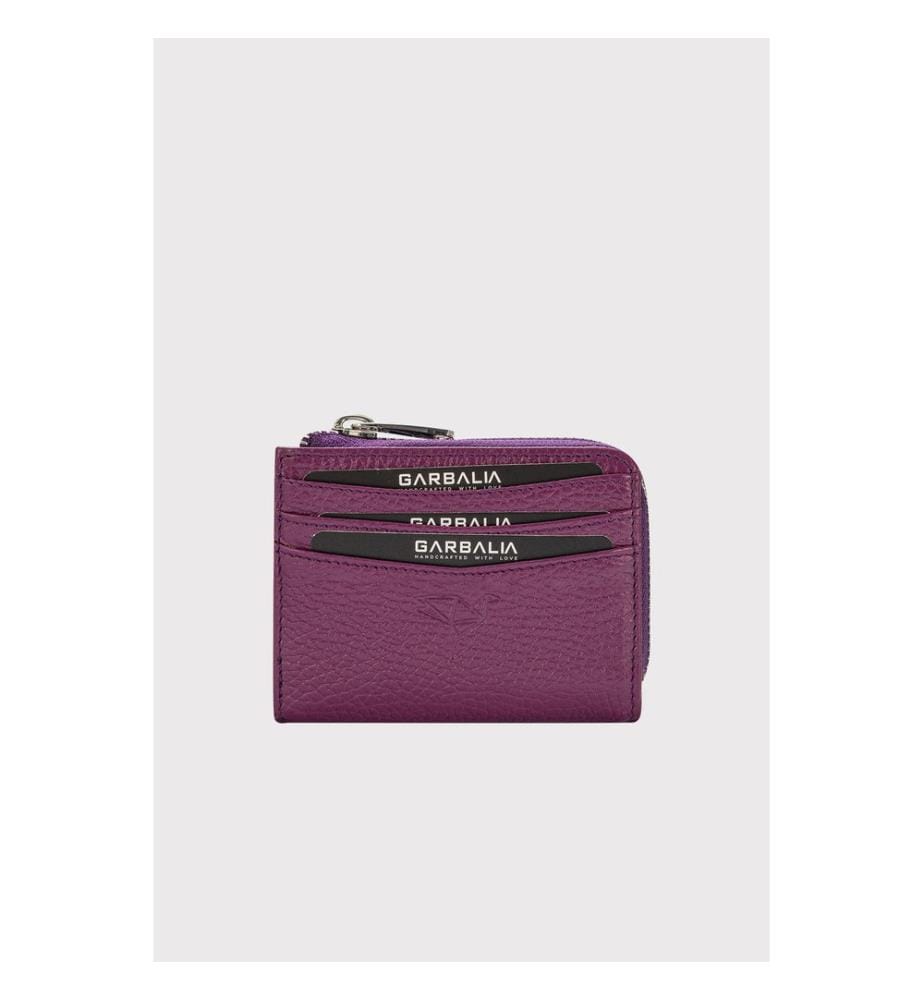 Porte-cartes, 100 % cuir véritable, couleur prune