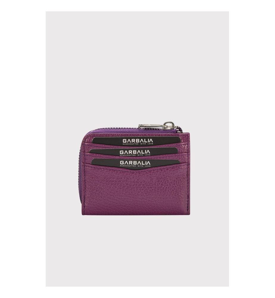 Porte-cartes, 100 % cuir véritable, couleur prune