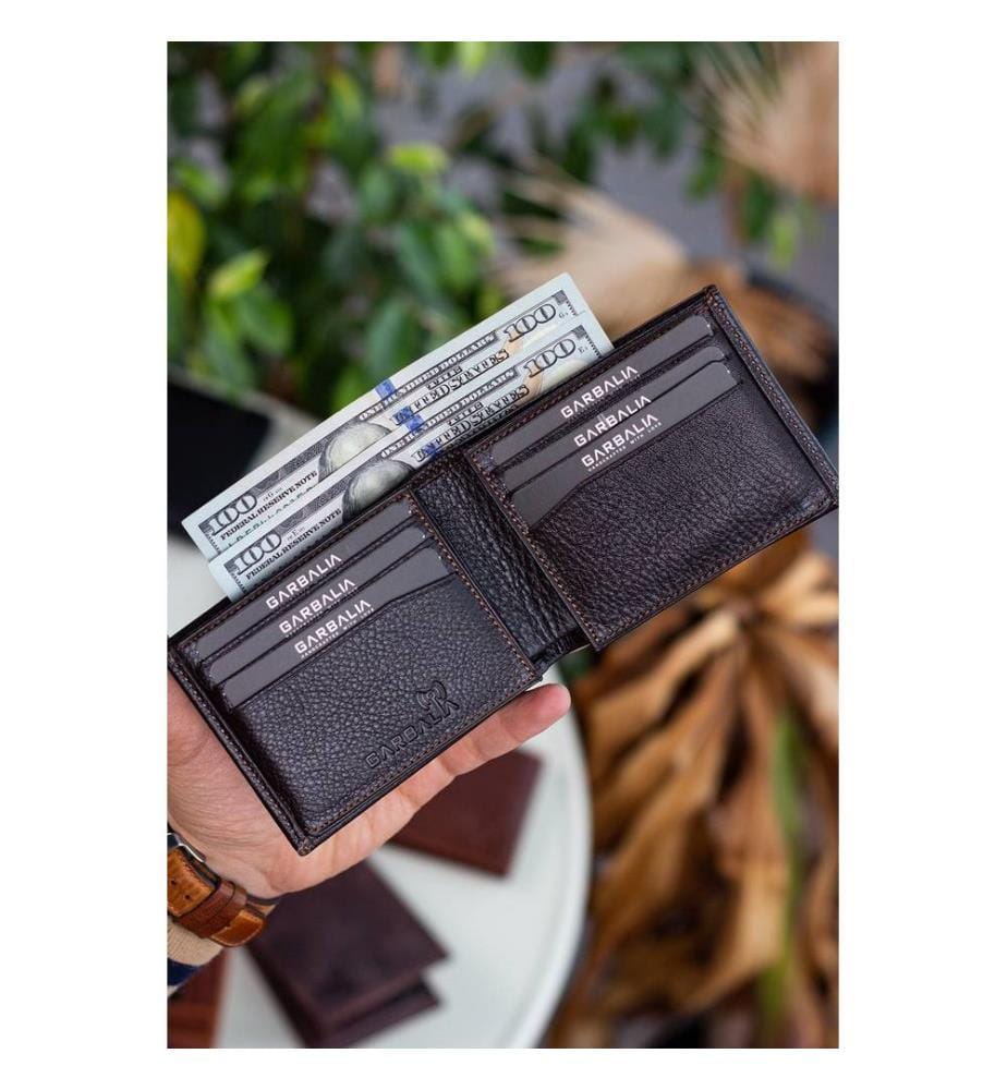 Porte-cartes, 100 % cuir véritable, marron