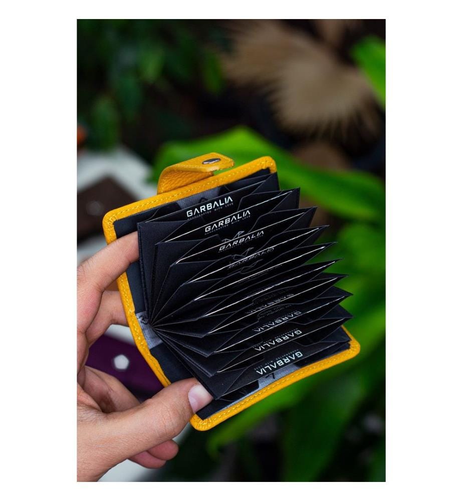 Porte-cartes, 100 % cuir véritable, moutarde