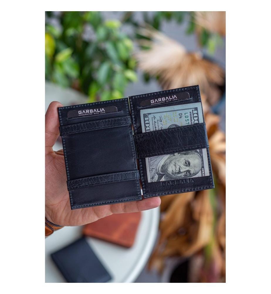 Porte-cartes, 100 % cuir véritable, noir