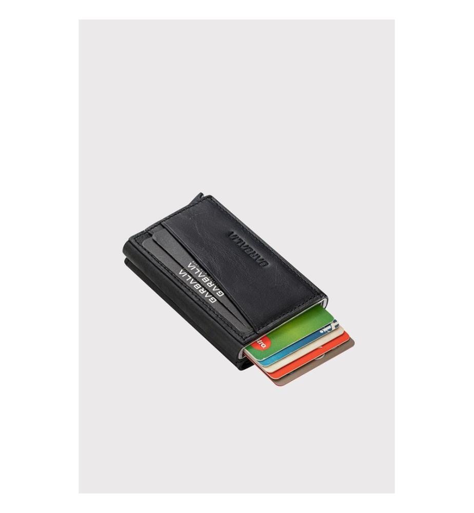 Kartenetui, 100 % echtes Leder, Schwarz