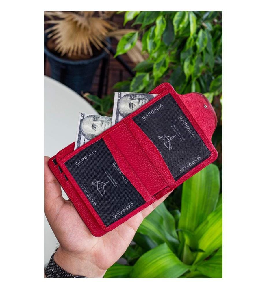 Kartenetui, 100 % echtes Leder, Rot