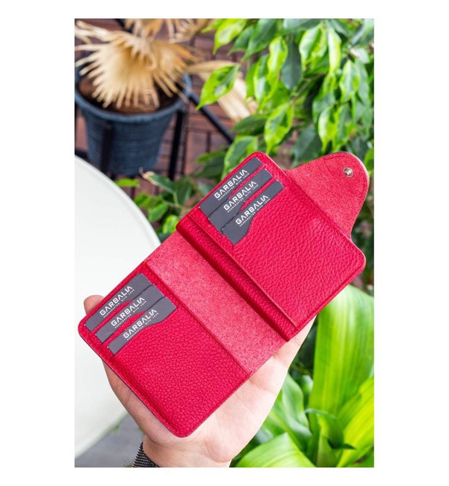 Kartenetui, 100 % echtes Leder, Rot