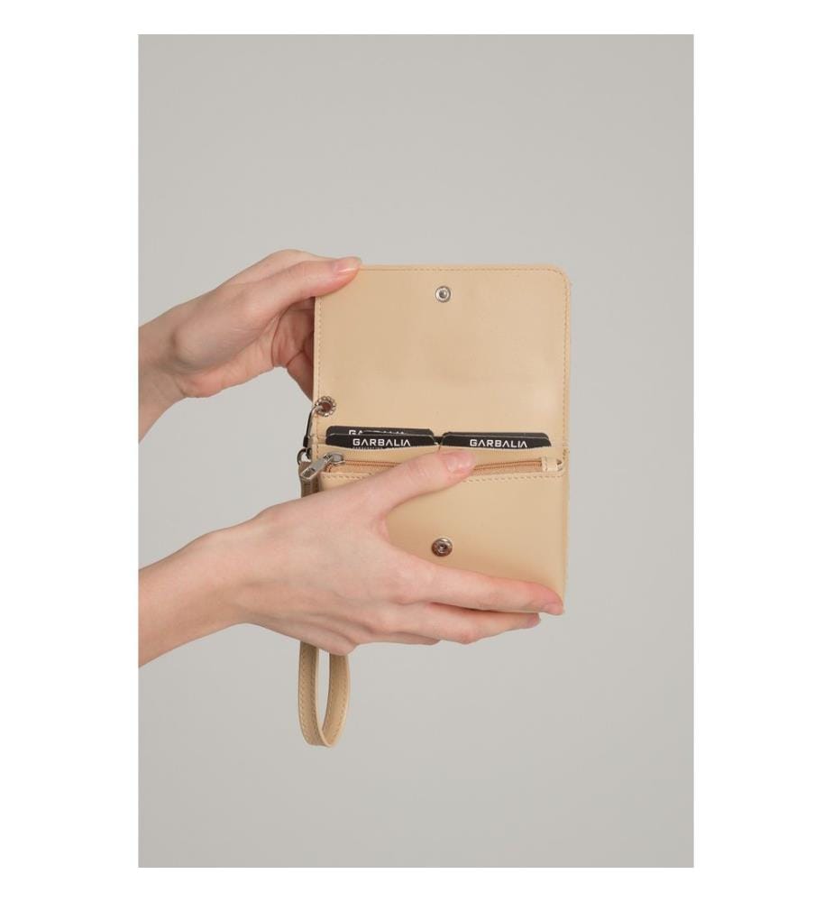 Damengeldbörse, 100 % PU-Leder, Beige