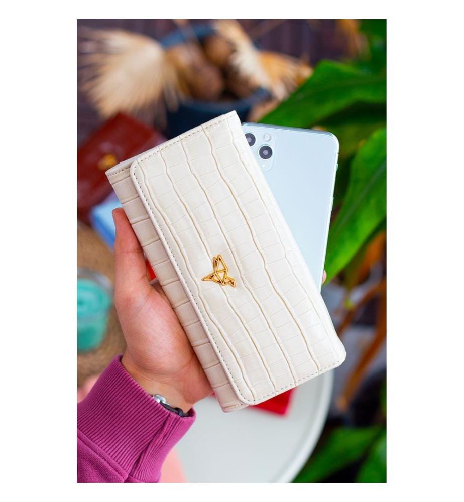 Portefeuille femme, 100 % cuir PU, beige