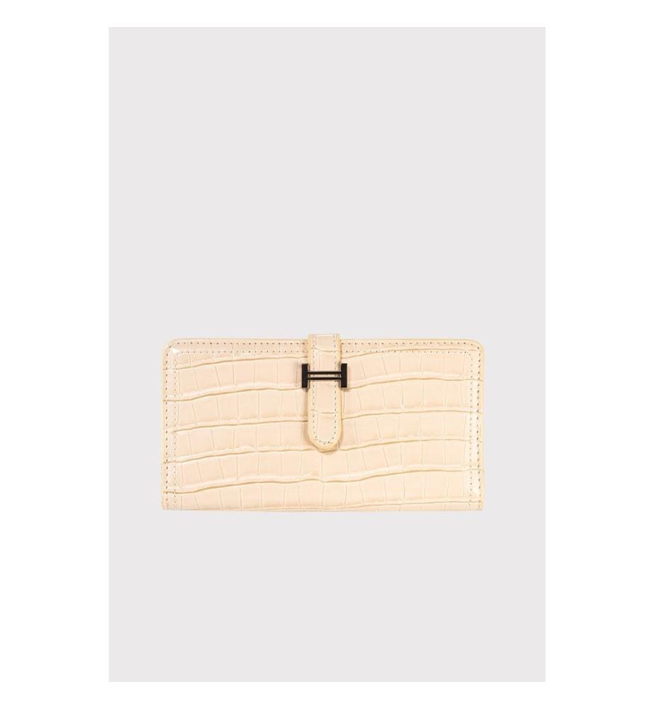 Portefeuille femme, 100 % cuir PU, beige
