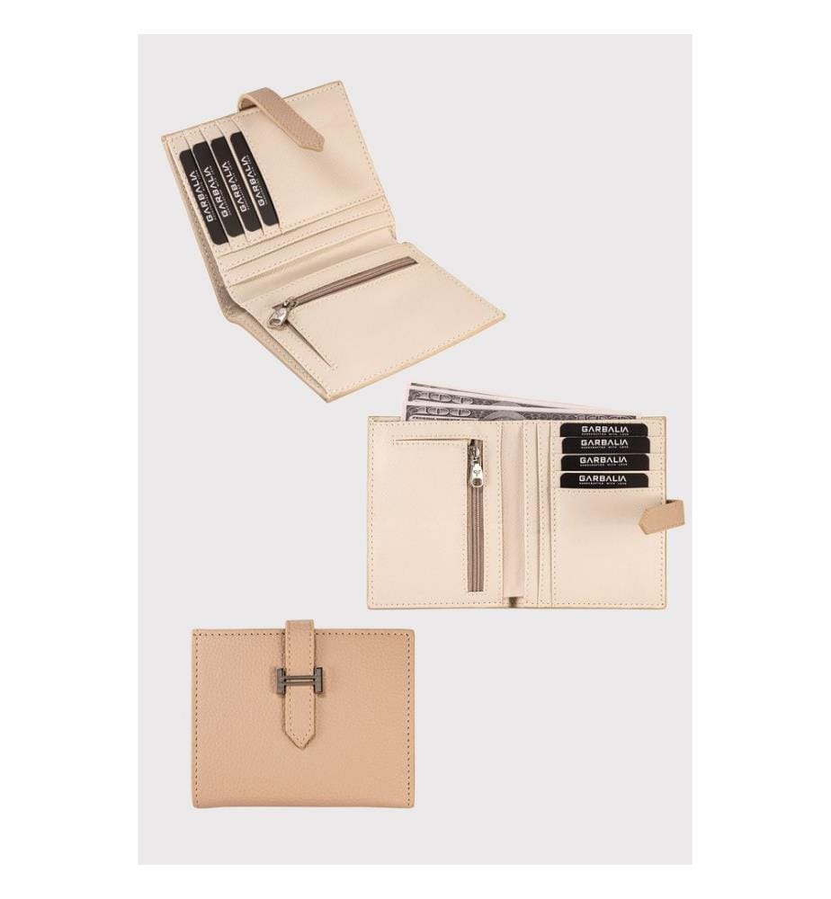 Damengeldbörse, 100 % PU-Leder, Beige