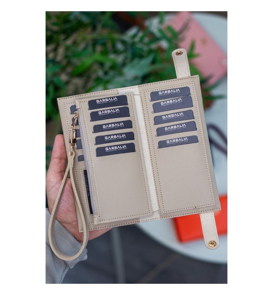Damengeldbörse, 100 % PU-Leder, Beige