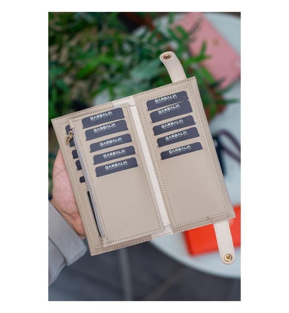 Damengeldbörse, 100 % PU-Leder, Beige