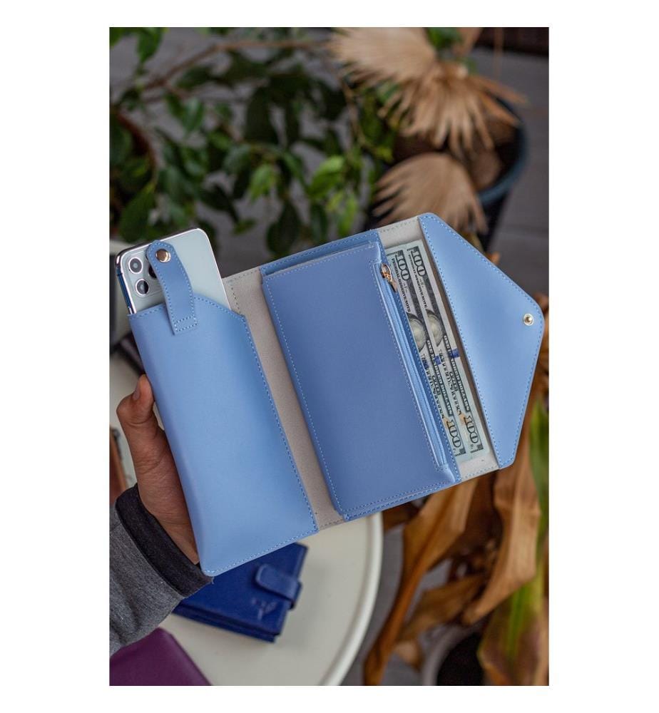 Damengeldbörse, 100 % PU-Leder, Blau