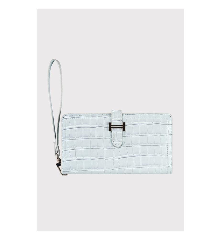 Portefeuille femme, 100 % cuir PU, bleu clair
