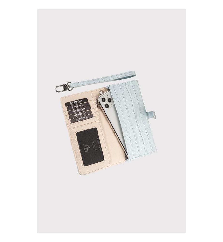 Portefeuille femme, 100 % cuir PU, bleu clair