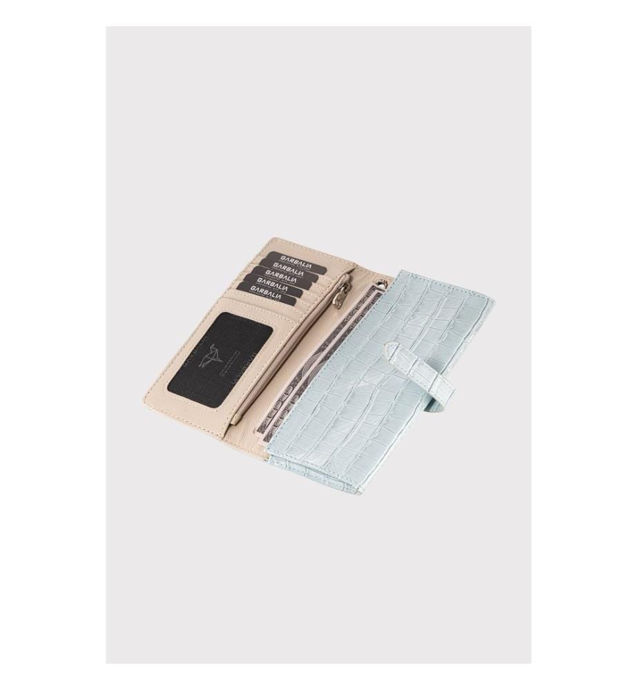 Portefeuille femme, 100 % cuir PU, bleu clair