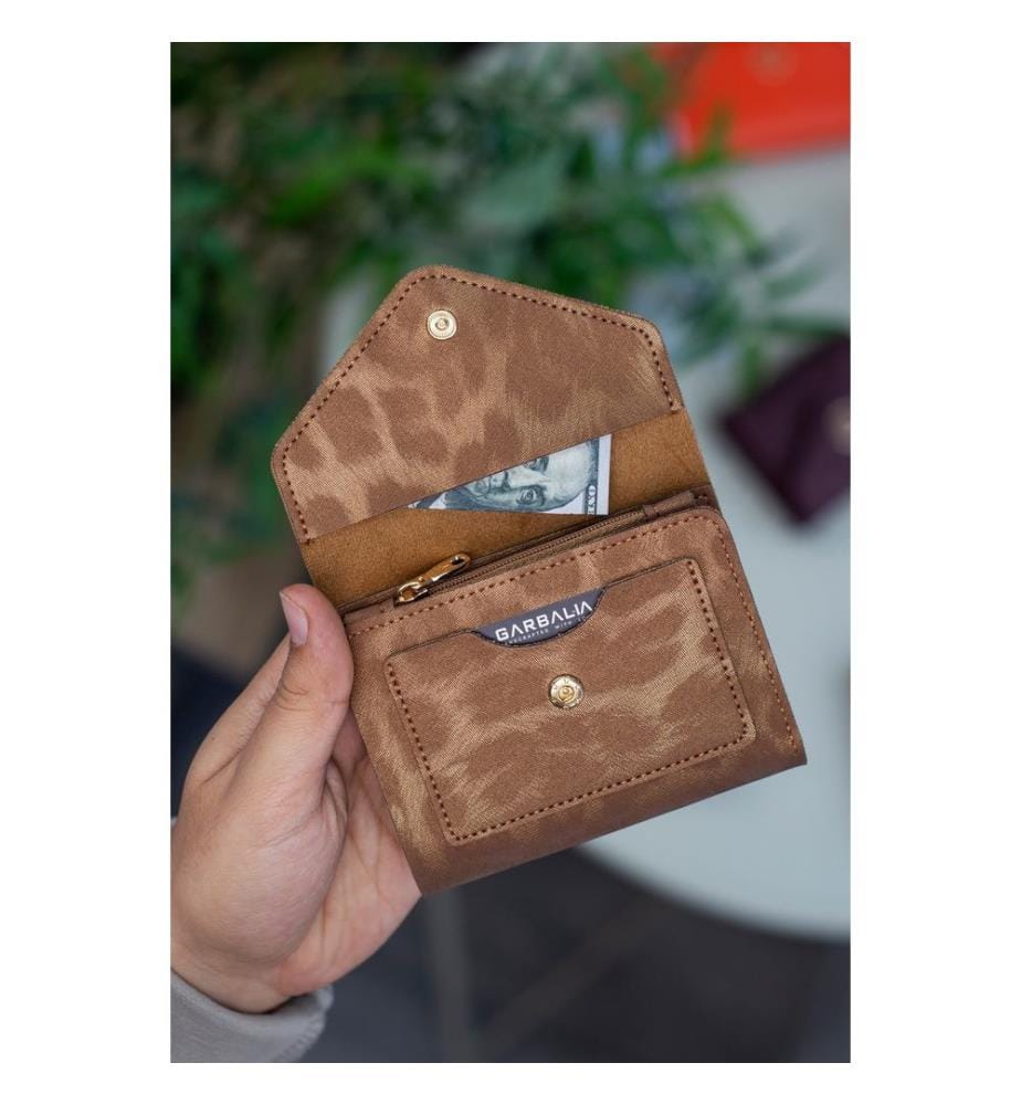 Portefeuille femme, 100 % cuir PU, doré, motif léopard