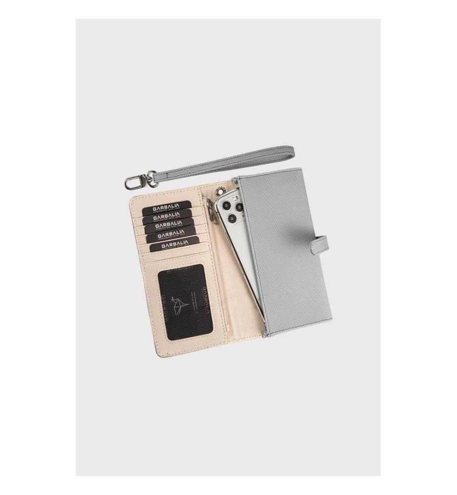 Damengeldbörse, 100 % PU-Leder, Grau