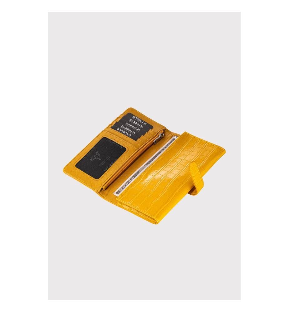 Portefeuille femme, 100 % cuir PU, jaune